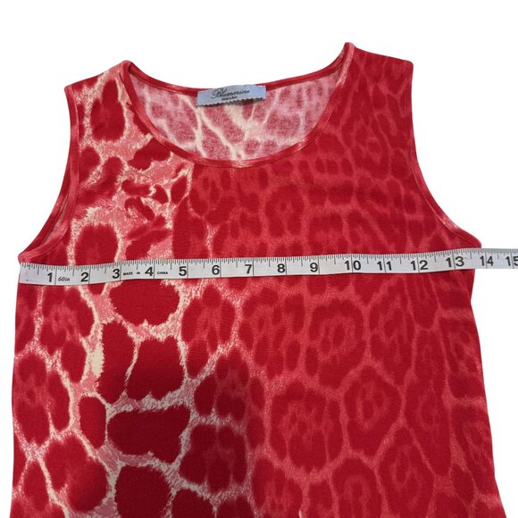 Blumarine Leopard Print Embellished Red Sleeveless Rib Hem Stretchy  Top Size 4 - Picture 6 of 9